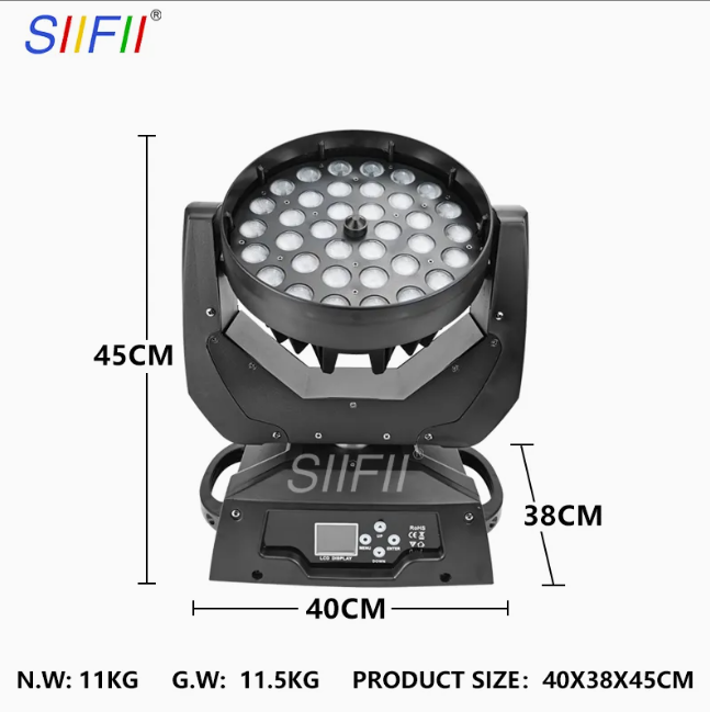 36 X 10W RGBW (4in1) LED Zoom Moving Head 
