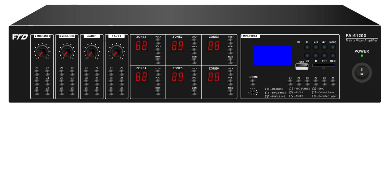 FTD  PA 6×6 Matrix Mixer Amplifier